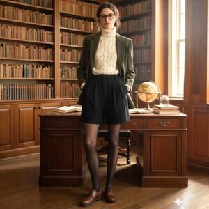 Vintage y2k Classic Black Pleated Wool Tailored Shorts Academia Women’s SZ 2P